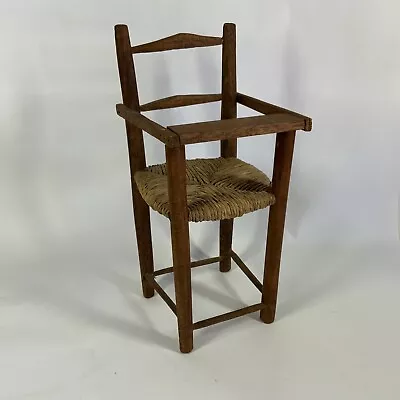 Vtg Rustic Wood And Rattan Doll High Chair Farmhouse Decor 13  High • $16.09