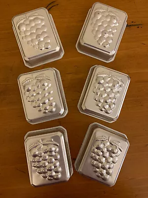 6 VINTAGE Grape Design Mini Tart Molds Pan Metal Tin Petit Four Chocolate Baking • $12.71