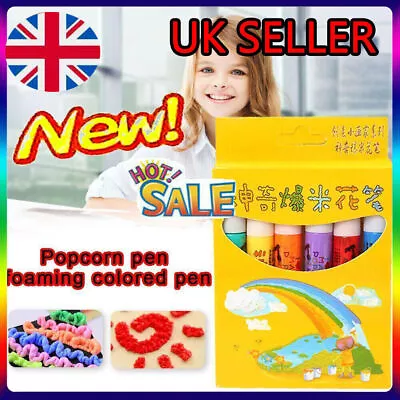 6Pcs Magic Popcorn Pen - Magic Colour DIY Bubble Popcorn Drawing Pens Graffiti • £4.32