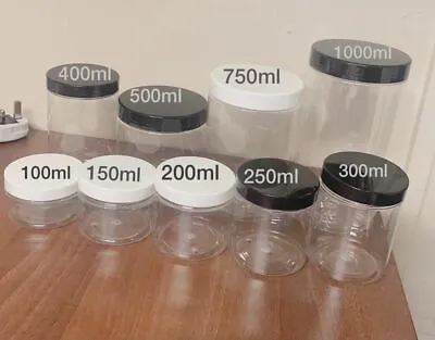 £9.95 • Buy Plastic Storage Jars Screw Top Lids Pet Jar Spices Food Containers Clear Pots