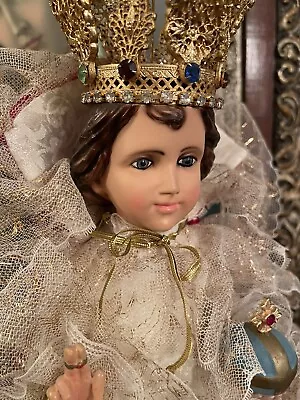 Vintage Jesus Infant Of Prague Columbia Statuary Statue With Vestments 15  1966 • $199