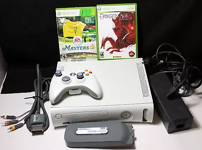 Microsoft Original Xbox 360 FAT White 500GB Video Game Console Bundle-(2) Games • $82.99