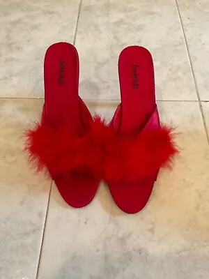 Fredrick’s Of Hollywood Red Glamour Girl Marabou Slippers Size 9 • $29.99