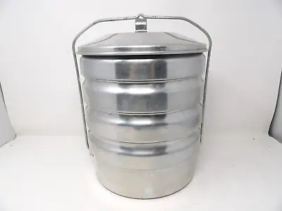 MCM Vintage Aluminum Tiered Lunch   Carrier  Buckeye Product By Mardigan  Picnic • $35