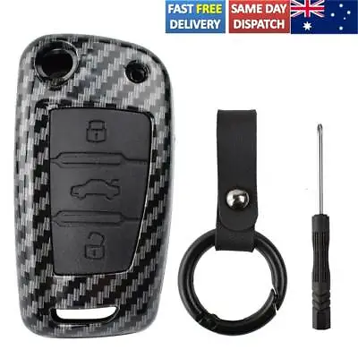 Car Carbon Fiber Key Shell Case Fob Cover For Audi A1 A3 A4 A6 Q3 Q7 TT S1 S3! • $15.95
