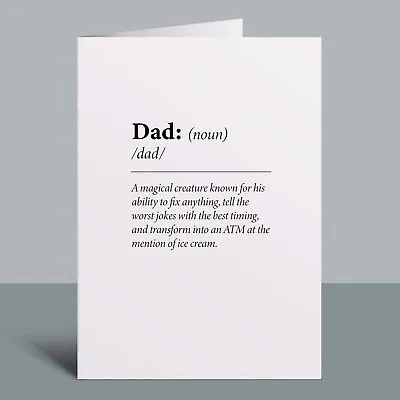 Birthday Card For Dad Fun Dictionary Quote Custom Message Daddy Card • £3.19