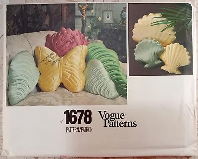 VOGUE 1678 VTG 1970s Pillows Pattern UNCUT Butterfly Shell Leaf Quilt Tranfers • $29.99