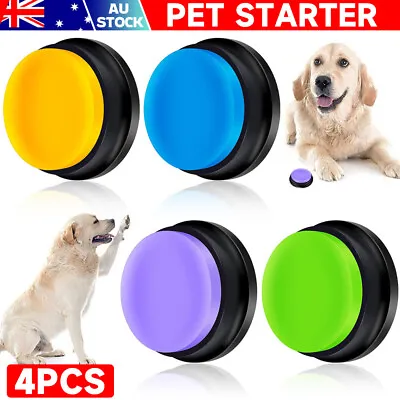 $23.95 • Buy 4Pcs Dog Toys Buttons Record Talking Pet Starter Recordable Speaking Training AU