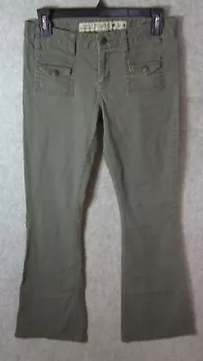 Mudd Jeans Juniors 3 Green Low Rise Flare Flap Pockets On Front Casual Y2K 90's • $25