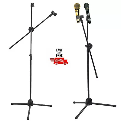£10.99 • Buy Adjustable Microphone Stand Tripod Phone Holder Dual Mic Clip Boom Arm Foldable