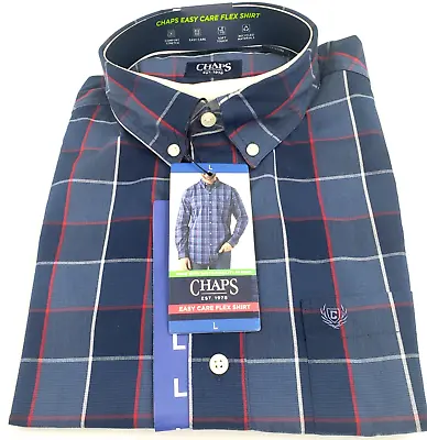 CHAPS Men's Long Sleeve Button Down Collar Shirt EASY CARE FLEX COMFORT STRETCH • $19.95