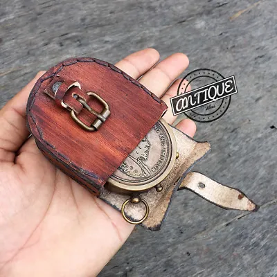 Vintage Marine Pocket Leather Compasses Handcraft Working Compass With Case • $24.60