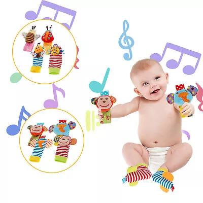 4Pcs Baby Wrist Rattles Cover Toy Soft Baby Foot Finder Covers And Wrist~ • £6.80