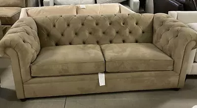 Pottery Barn PB Chesterfield Sofa Couch 88  EVERYDAY SUEDE Light Wheat • $1499.99