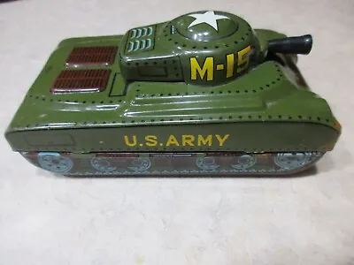 U.S. ARMY  M-15 Daiya ARMY TANK TOY Made In Japan Friction Litho Toy Vintage • $16.89