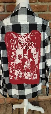 Misfits Rock Band Logo On Upcycled Flannel.  Custom-made For YOU!! • $45