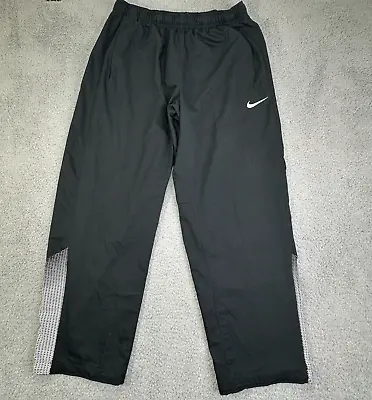 Nike Track Pants Mens XL Black Gym Training Wide Leg Active Joggers Toggle Cuff • $15.99