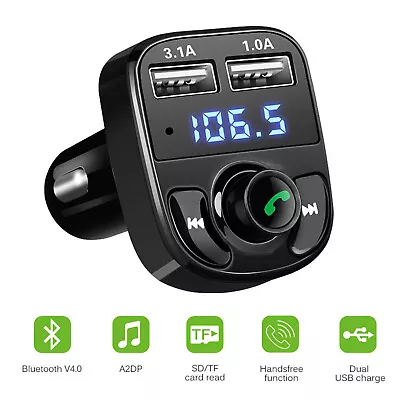 Car Phone Charger FM Transmitter Kit Bluetooth Car Charger - UK • £12.97