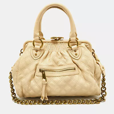 Marc Jacobs Light Beige Quilted Leather Stam Satchel • $226.80