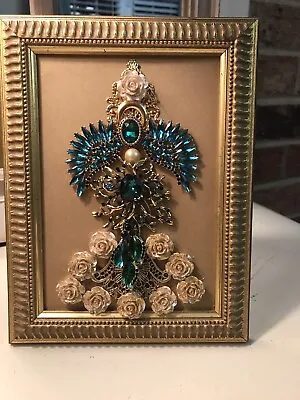 Mixed Media Art Vintage Jewelry Art Framed Angel • $40