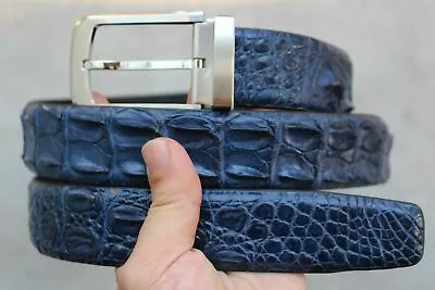 Luxury Blue Genuine Alligator Crocodile Leather Skin Men's Belt Handmade • $69