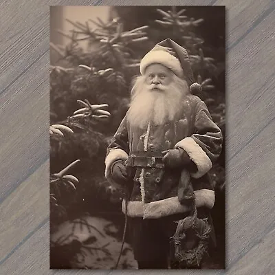 POSTCARD Vintage Vibe Santa Claus Poses Christmas Tree Nostalgic Charm 🎅🎄 • $6