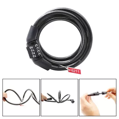 4-Digit Bicycle Bike Cycling Combination Cable Lock Anti-Theft Security • $5.99