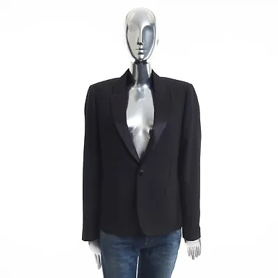 CELINE 3250$ Black Short Tux Jacket - 1btn Peak Collar Mohair & Silk • $1995