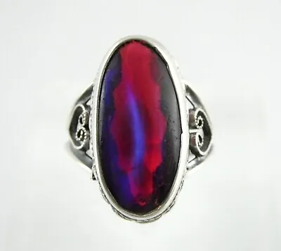 Vtg Sterling Silver Jelly Opal Dragons Breath Glass Cabochon Ring Size 4.5 AS IS • $34