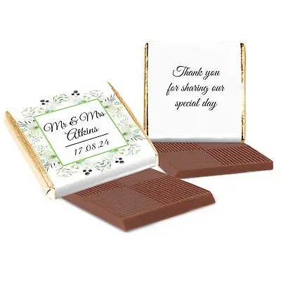 Personalised Chocolate Wedding Favours Neapolitan Squares White Roses Floral • £19.95