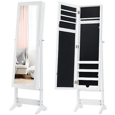 New Mirrored Jewelry Cabinet Armoire Mirror Organizer Storage Box Ring Stand New • $89.49