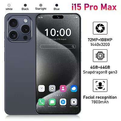 2024 I15 Pro Max 7.3  Smartphone 4GB+64GB Global Unlocked Android 5G Cell Phone • $112