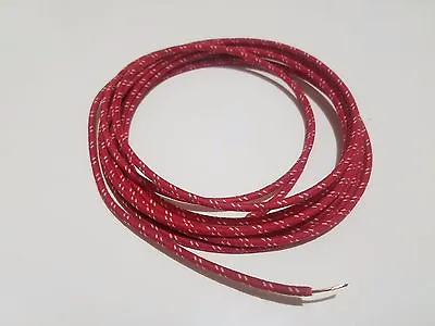 10 Feet Vintage Braided Cloth Covered Primary Wire 18 GA Gauge Red W/ White • $5.28