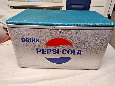 Vintage Aluminum Pepsi Cola Cooler W/ Blue Padded Lid • $165