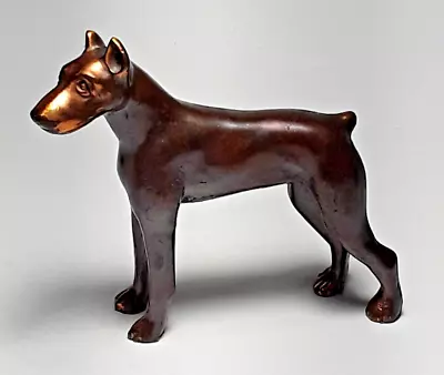 AS IS VTG Doberman Dog Figurine Copper Tone Cast Metal - Dodge USA Marked 3  • $20