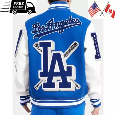 Men's Women Los Angeles Dodgers LA Mash Up Varsity Full-Zip Wool/Leather Jacket • $139.99