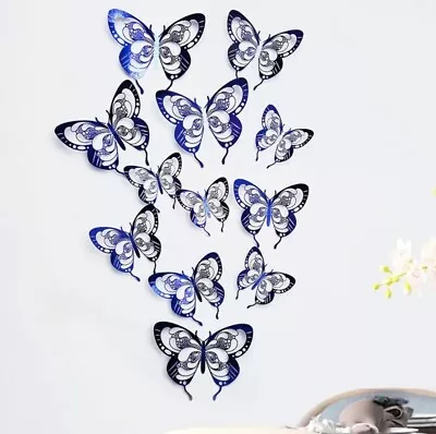 12 X 3D Butterfly Wall Stickers Home Decor Room Decoration Stickers Bedroom Art • £3.55