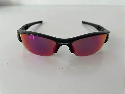 Oakley Flak Jacket Polarized Polished Black Sunglasses Red Iridium Lens 26-219J • $109.97