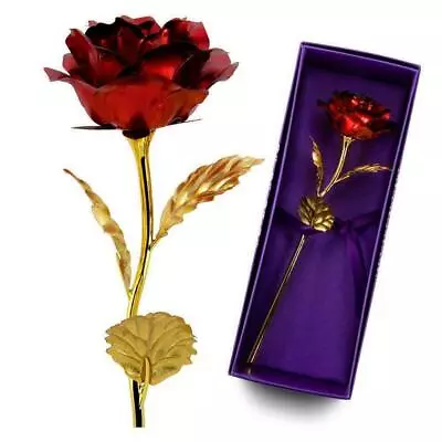 24K Gold Foil Plated Rose Romantic Valentine's Day Gift Flower & Box New AL • $16.59