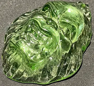 Green Vaseline Uranium Glass Sasquatch Big Foot Paperweight Yeti Monster Forest • $30