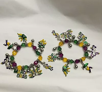 Mardigras Bracelets Mardi Gras Theme Charm Bracelet Stretchable $10.00 Each One • $10