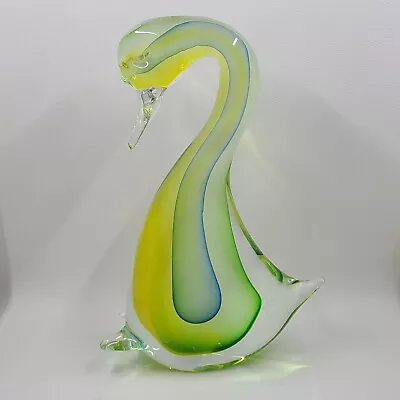 Murano Duck Sommerso Clear Base Yellow Green Blue Clear Vintage • $180