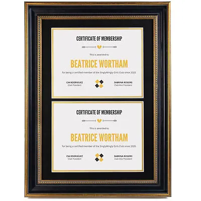 14x20 Diploma Frame With Double Mat For Two 8.5x11 Certificate/Document Antique • $32.99