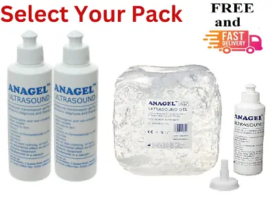 Anagel Ultrasound Transmission Gel 250ml-1L-5L Fetal Doppler For All Devices • £25.95