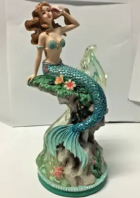 Mermaid Cove Figurine Resin Acrylic Aloha Blue Green Sparkle 6653 8” • $55.99
