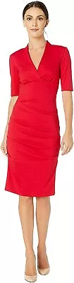 Nicole Miller Artelier LIPSTICK RED Solid Ponte Dress US Petite • $32.31