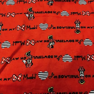 22  Disney Minnie Mouse I'm Bowtiful Oh My Soft Cotton Flannel Fabric • $4.99