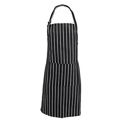 Catering Chef Cooks Butchers Bistro BBQ Apron Striped Cooking Baking Bib Pocket • £4.29