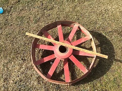 Vintage Antique Metal Wheel  Very Industrial Steampunk  Red  • $64.12