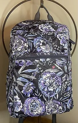 Vera Bradley Packable Backpack Lavender Meadow Ladybugs Floral Ripstop Polyester • $34.99